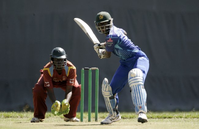 Alex Obanda's hundred was the second fastest in the 2017 season after last weekend’s 40 ball 106 as Kanbis beat Sir Ali. (Photo by Shutterspeed)